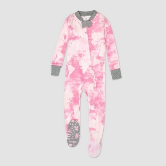 NWOT HonestBaby Non-Slip Footie PJ Rose Colior World watercolor pink tie dye 12m - Picture 4 of 6